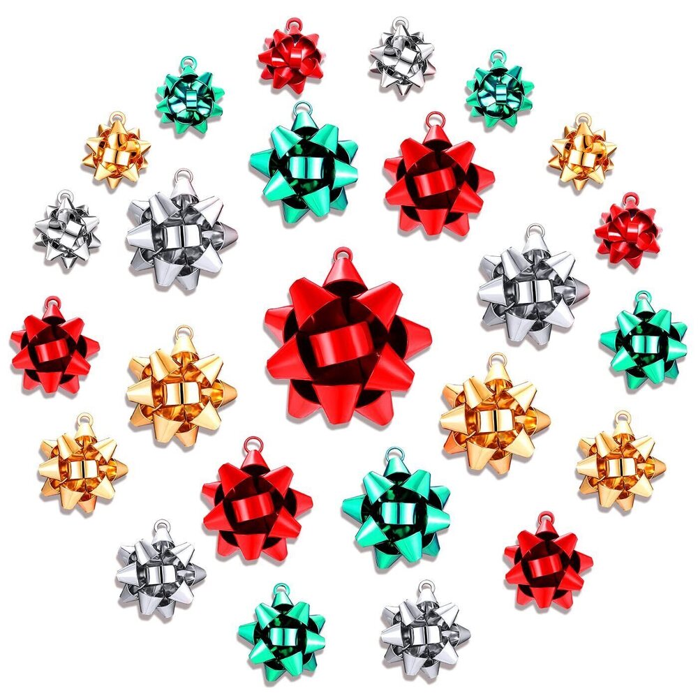 9532 25PCS Christmas Charms for Jewelry Making Red Green Xmas Bow Charm